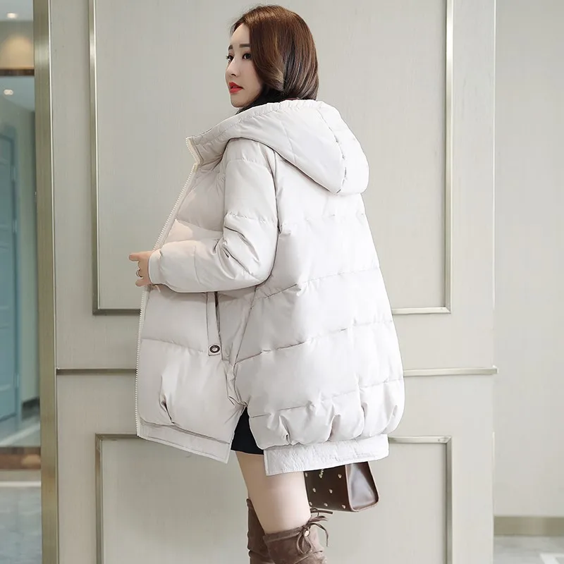 

Winter Korean-style Women's Mid-length Hooded Cotton-padded Clothes Loose A- line Cotton Coat Cloak Cotton-padded Jacket Slimmin