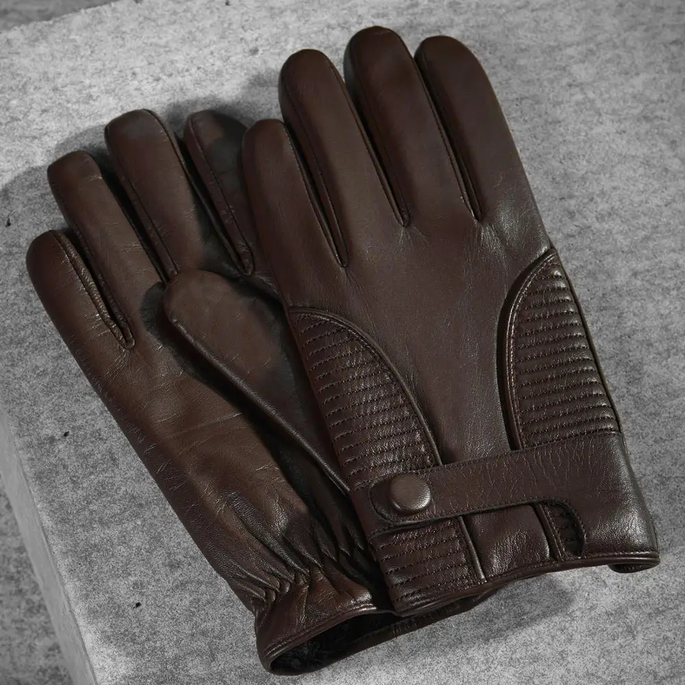 Мужские зимние кожаные перчатки Fioretto, теплые кашемировые кожаные перчатки с подкладкой для сенсорного экрана, Модные кожаные перчатки для вождения