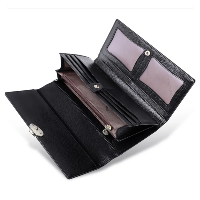 Fashion Genuine Leather Women Wallets Business Credit Card Holder Purse Black Red Cowhide Female Clutch bag Lady Wallet New