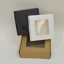 10 шт бумажная коробка с окном мульти размер Крафт бумажная коробка с окном на заказ упаковочная коробка с окном белая черная крафт-бумага