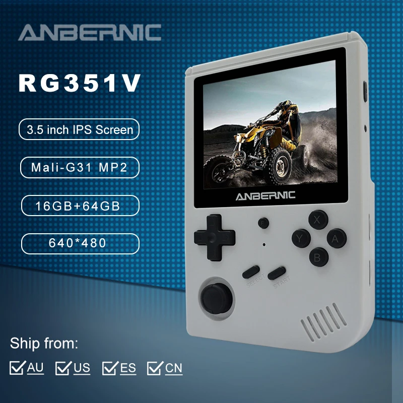 Anbernic-rg351v rg351p  rg351mレトロポータブルビデオゲームプレーヤー,3.5インチipsスクリーン,統合wi-fi,オンラインスパーリング,子供向けギフト