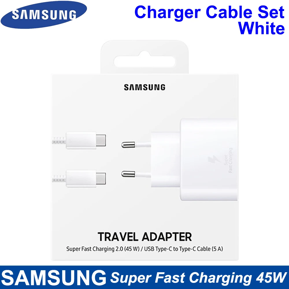 For Samsung Fast Charger 45W Fast Type C Adapter Cable for Samsung GALAXY Note 10 20 S20 Plus S20 Ultra S21 A71 A80 A91 65w usb c charger Chargers