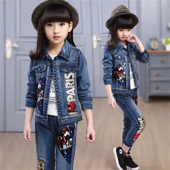 

Baby Girl Clothes 4 5 6 8 10 12 Years Girls Clothing Set Denim Jacket + Jeans 2pcs Flower Girl Suit Cotton Casual Girls Outfits