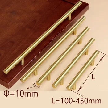 

Gold Kitchen Door T Bar Straight Handle Knobs Cabinet Pull Diameter 10mm Stainless Steel Handles Furniture Handle