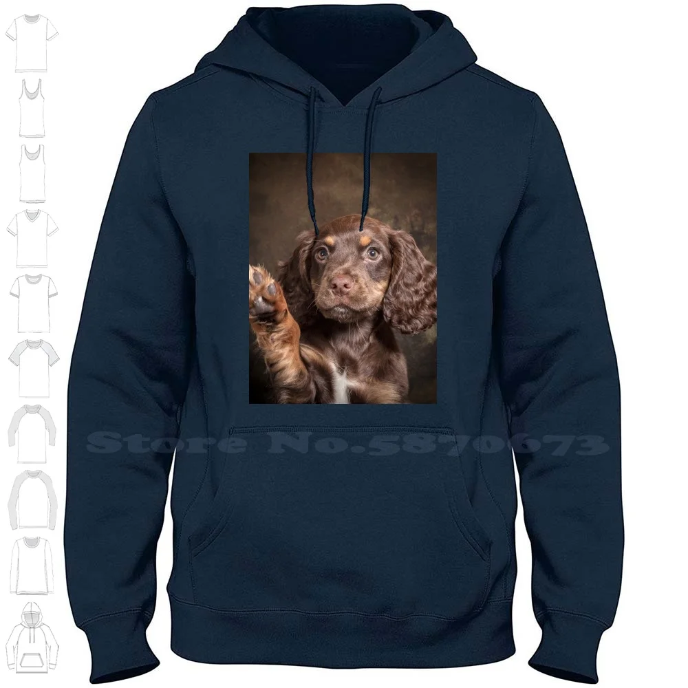 thumbnail image 1 of Sudadera con capucha Charlie Wave 100 % algodón, cachorro cocker spaniel, perro de trabajo Wave, color marrón chocolate, 1 of 4