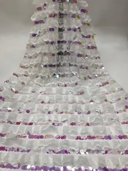 

newest 5 color option embroidered lace fabric with sequin african sequins lace fabric DIY women tulle lace for sexy party dress