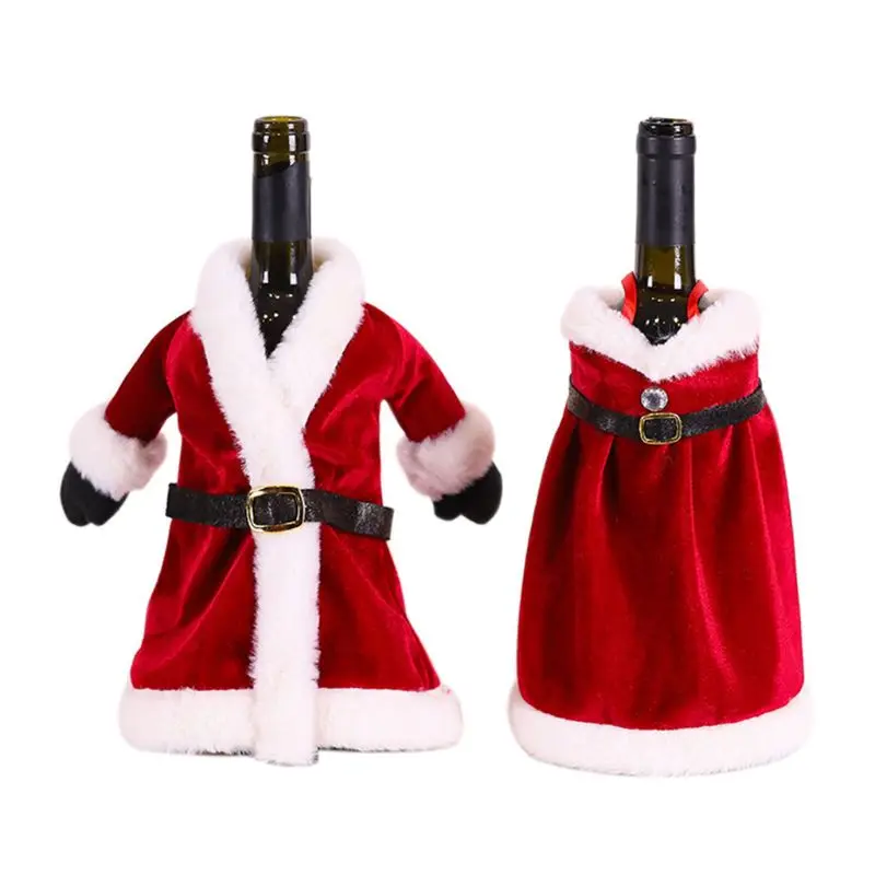 

Red Wine Bottle Cover Christmas Clothes Skirt Decoration Home Dinner Party Table Decor Gift