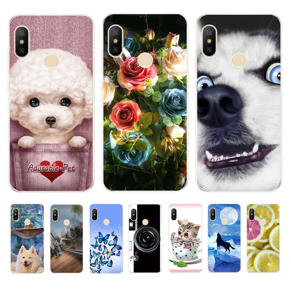 

For Xiaomi MiA2 Mi A2 Lite Case Back Cover Silicone Soft Protector For Xiaomi Mi A2 A 2 Lite Redmi 6 Pro Case Cute Funda Flower