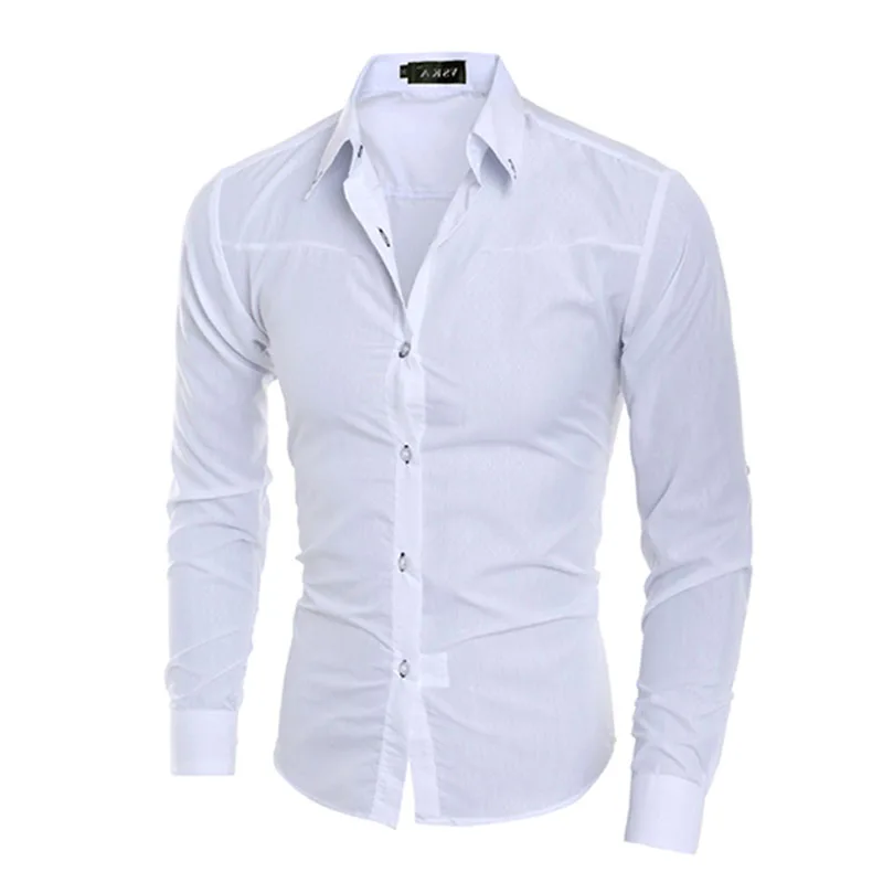Модные мужские Роскошные повседневные рубашки, приталенные нарядные рубашки с длинным рукавом, топы на пуговицах F3MD