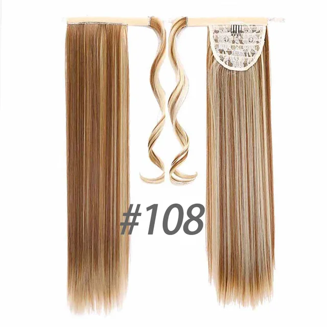 24 дюйма шелковистые прямые синтетические накладные волосы вокруг конского хвоста для женщин для наращивания волос высокотемпературное волокно BUQI - Цвет: 108