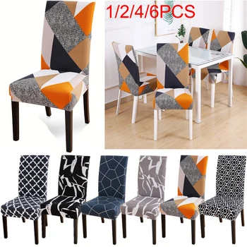 

Geometric Pattern Dining Room Chair Cover Washable Stretch Seat Cover Furniture Slipcover For Hotel Wedding Banquet 1/2/4/6pcs