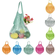 Новая Сетчатая Сумка для шопинга, многоразовая сумка для хранения фруктов, Женская сетчатая тканая сумка для покупок