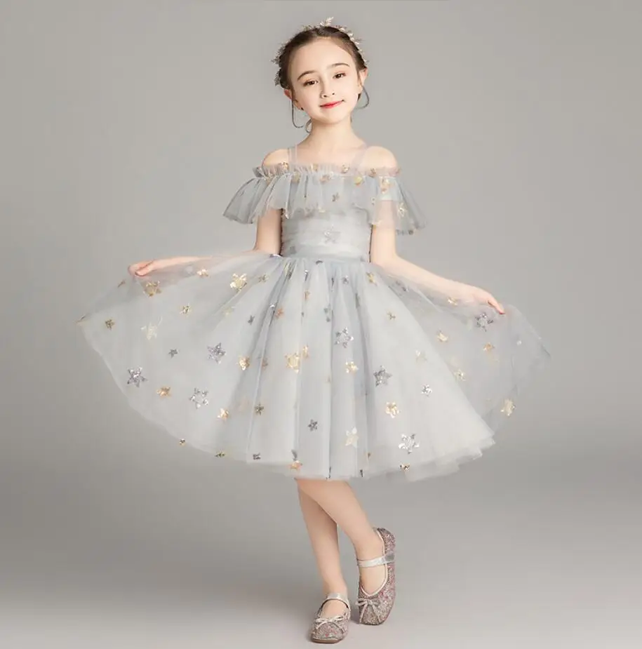 style 7 Фатиновые торжественные платья принцессы с блестками для девочек; платья с открытыми плечами для выпускного вечера; пышные платья; Платья с цветочным узором для девочек; детское свадебное платье для девочек - Цвет: style 7