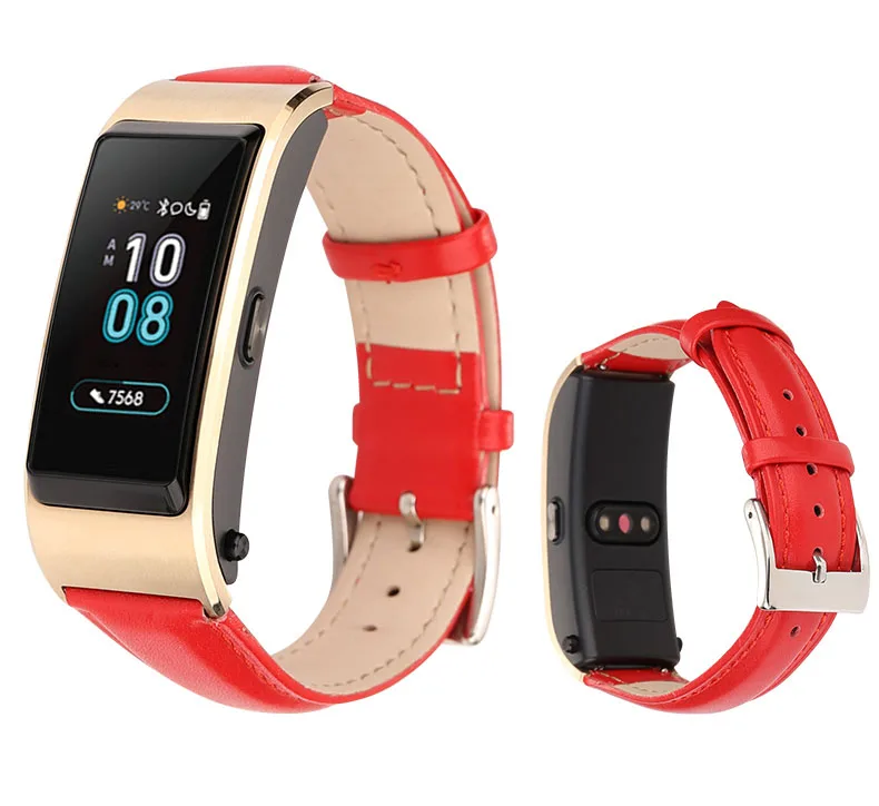 Для huawei B5 браслет с кожаной пряжкой Регулируемый смарт-спортивный Talkband Ремешок Браслет Запасная часть - Color: Red