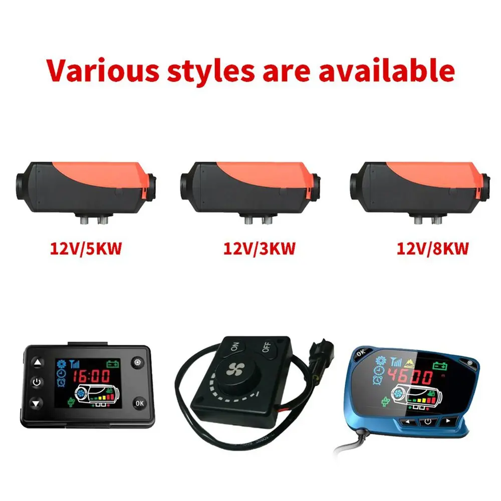 

12V 3Kw/5Kw/8Kw Single Hole Car Diesel Heater Parking Heater Car Air Heater For Car / Truck Universal Air Heater Red Black