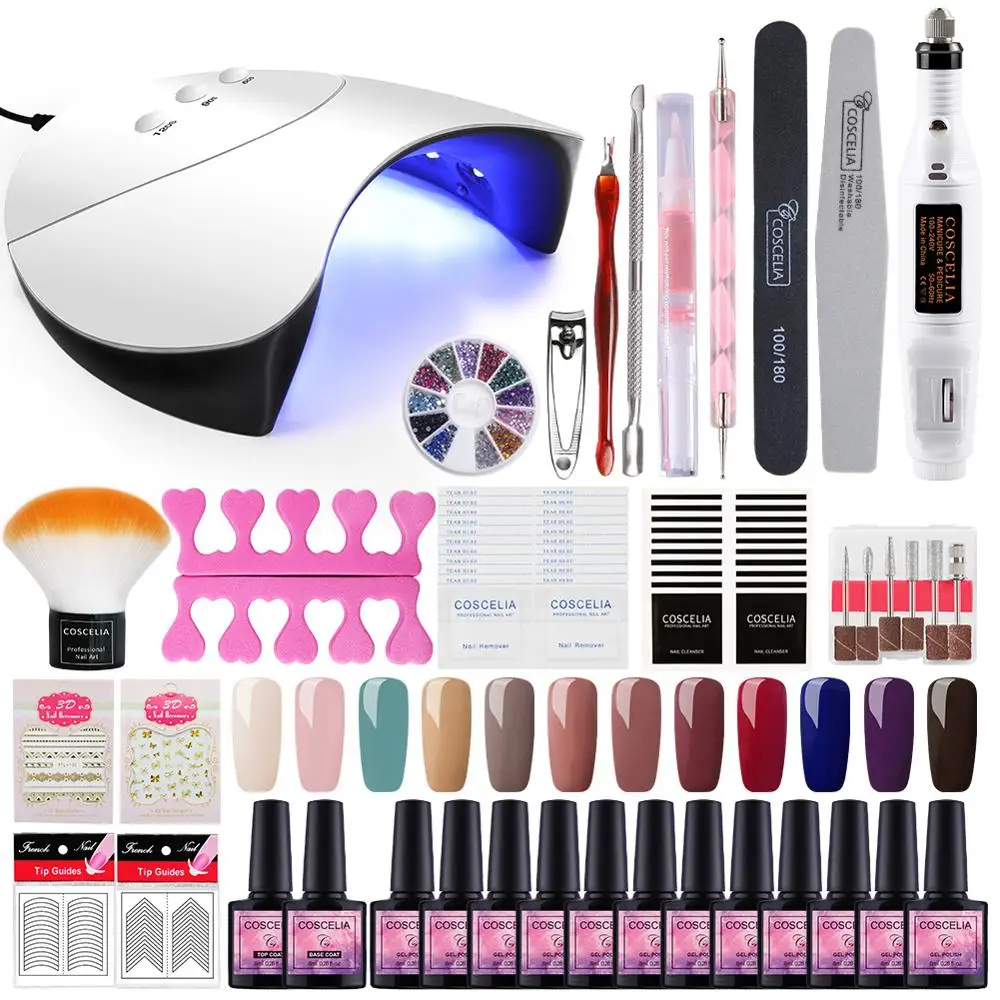 

36W UV Lamp Nail Set For Manicure Kit Gel Varnish Set Nail Drill Machine Kit Nail File Tool Nail Extension Set