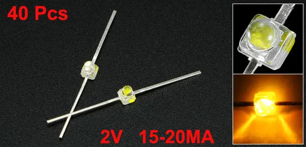 40pcs Yellow Uxcell 2 В/3 в SMD сверхъяркий светодиодный светильник-чип, светящиеся диоды, низкий светильник, затухание, ультра-низкое тепловое значение, быстрый светильник - Цвет: 40pcs Yellow