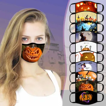 

Adult Halloween Facemask Outdoor Protect Mask Washable Reusable Cotton Face Mask Ear Hook Elastic Breathable Mascarillas