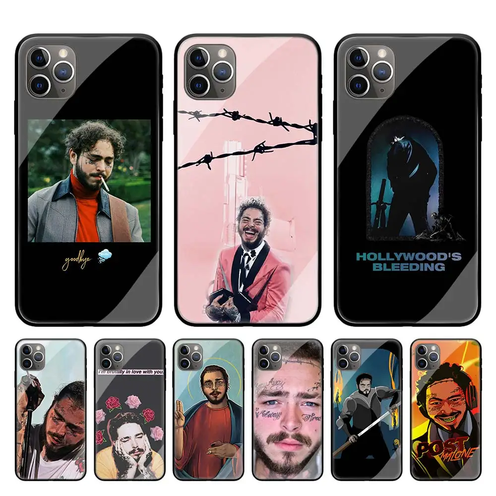 

Post Malone Tempered Glass Phone Case For iphone 11 11Pro X XR XS Max 6 6S 7 8 Plus 7+ 8+ 6 +6s+ Cover Couqe
