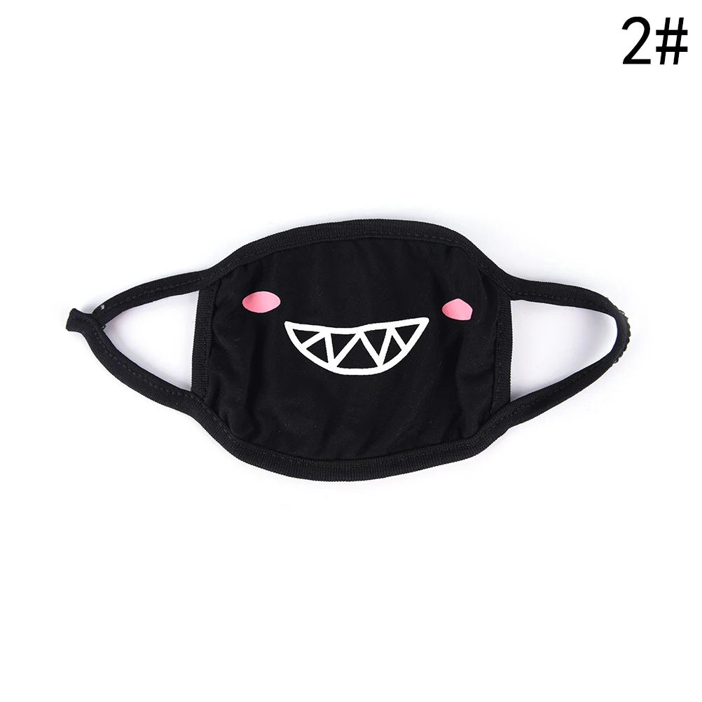 1 шт., черные противопылевые маски для женщин и мужчин, хлопковая маска с милым медведем, аниме, мультяшная маска для рта, Kpop, зубы, рот, модная Муфельная маска для лица