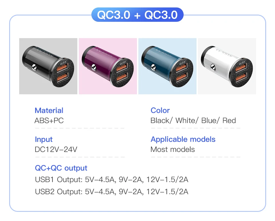KUULAA 48 Вт QC PD 3,0 Автомобильное зарядное устройство Quick Charge 4,0 для iPhone 11 Pro Быстрая автомобильная зарядка для Xiaomi iPhone usb ЗУ для мобильного телефона