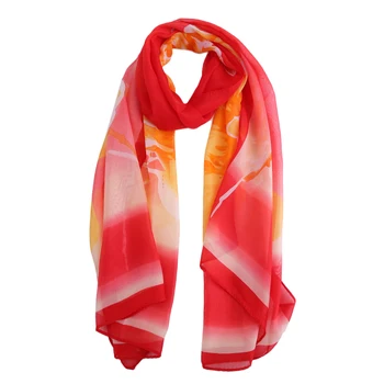

Morning Glory Pringting Spring Autumn Winter Chiffon Scarf Brand Designer Fashion Soft Women Shawl Scarf