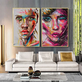 

Large Size Woman Face Abstract Canvas Paintings on the Wall Art Posters And Prints Modern Woman Art Picture Home Wall Decoration