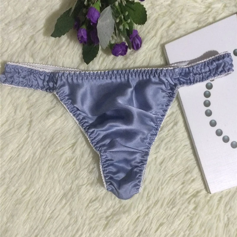 Women Underwear Solid Color Silk Smooth Sexy Soft Slip Comfortable