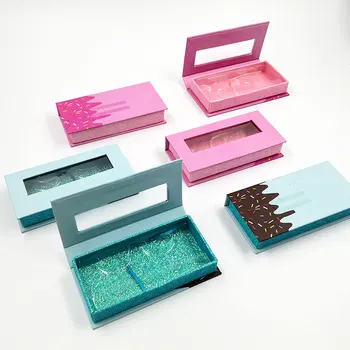 

NEW 20/40pcs wholesale Cute ice cream false eyelash packaging box lash boxes packaging 25mm mink eyelashes case bulk vendor