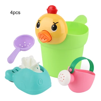 

4Pcs/set Summer Silicone Soft Baby Beach Sand Toys Kids Bath Play Set Party Cart Ducks Bucket Sand Molds Tool Water Game