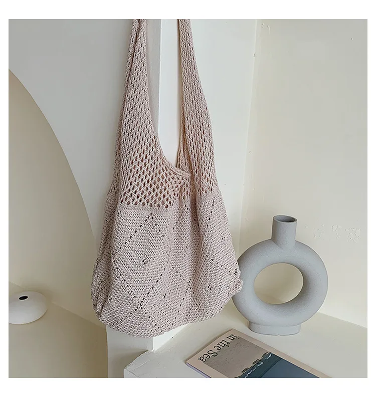 Women's bag 2022 Trend Handbags Knitted bag Luxury Designer Crochet Shoulder bags Ladies Tote bag Shopper Sac Bags for Women