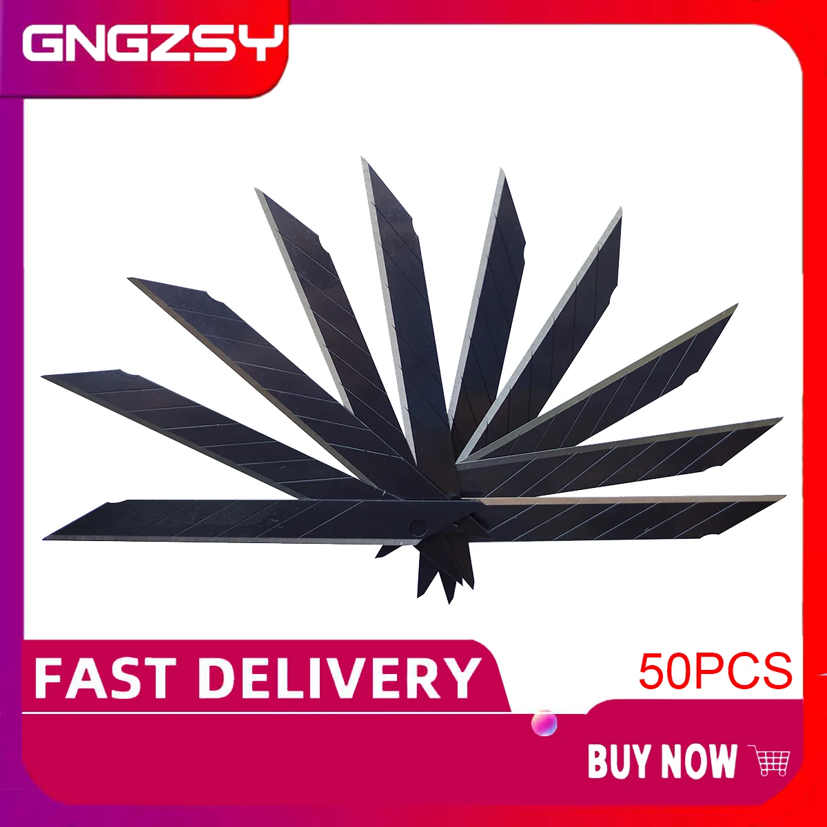 50pcs Black Carbon Steel Snap Off Spare Blades Car Stickers Decal