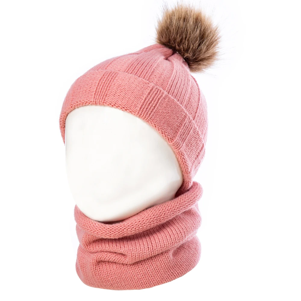 Комплект из 2 предметов, новые зимние детские теплые шапки для девочек и мальчиков, шарф+ Шапка-бини, теплые шапки для детей, От 1 до 5 лет из мягкого хлопка