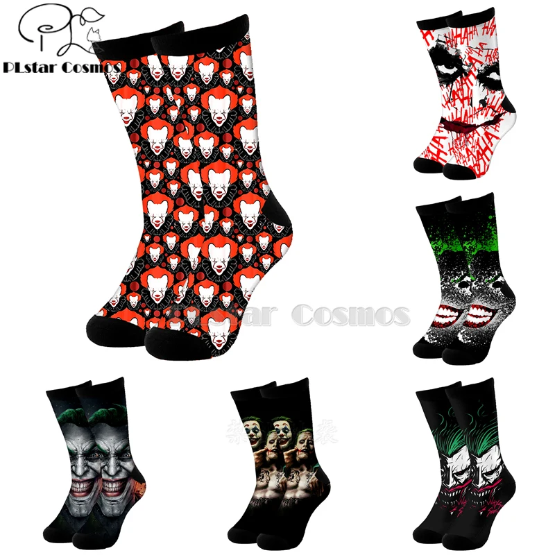 

Plstar Cosmos comic dc haha joker Evil villain cotton socks Cartoon 3d Print socks High Sock Men Women quality Joaquin Phoenix-5