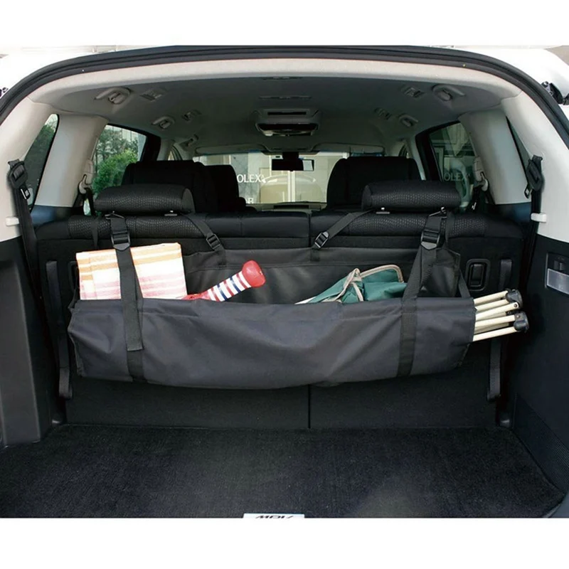 

1 Pc Car Storage Bag Trunk Storage Bag Car Hanging Bag With Large Capacity Multifunctional Oxford Cloth Black 12 X 90 X 25 Cm