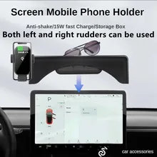 ل تسلا نموذج 3 نموذج Y حامل هاتف السيارة شاحن لاسلكي و نظارات حامل شاشة موبايل حامل جوّال بلاستيكي ملحقات داخلية