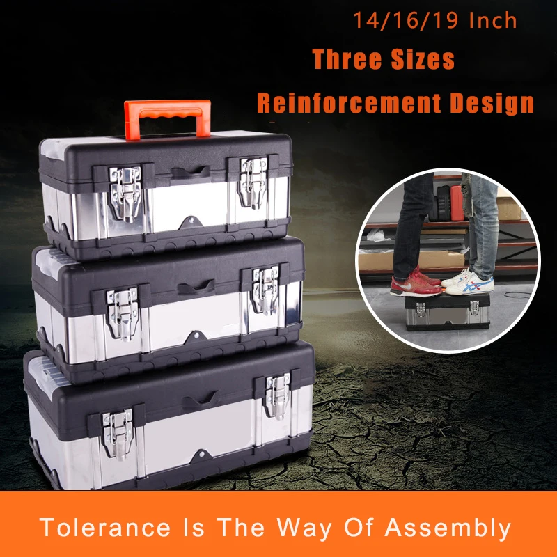 

Hardware Toolbox Set Storage Box Thickened Automobile Electric Drill Maintenance Toolbox Stainless Steel Function Large Size