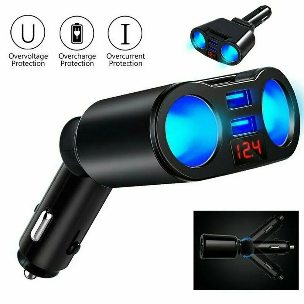Многофункциональный планшет светодиодный Дисплей ABS Универсальный 12 V-24 V распределитель для автомобильных зарядных устройств с двумя портами USB мульти разъем Аксессуары для мобильных телефонов Портативный