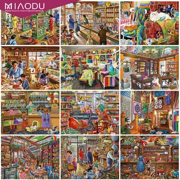 

Miaodu 5D DIY Diamond Painting Store Full Square Round Diamond Embroidery Landscape Rhinestone Pictures Home Decorations