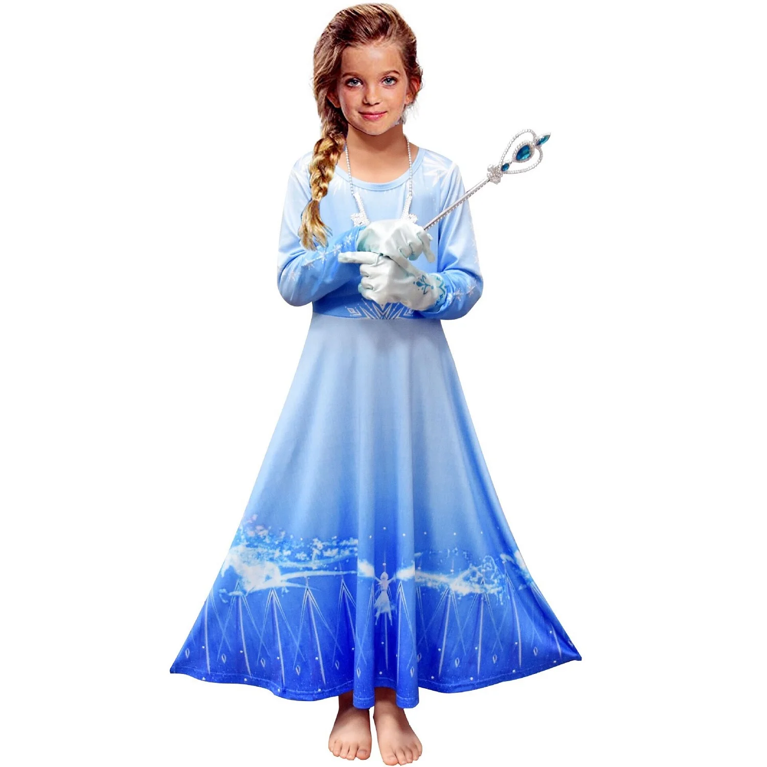 Длинное рождественское платье для девочек платье принцессы «Снежная королева 2» карнавальный костюм Анны и Эльзы вечерние платья
