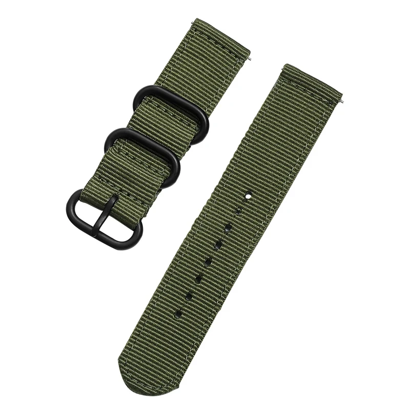 Ремешок для часов NATO нейлоновый ремешок с черной кольцевой пряжкой 18 мм 20 мм 22 мм 24 мм полосатый сменный ремешок аксессуары для часов - Цвет ремешка: green