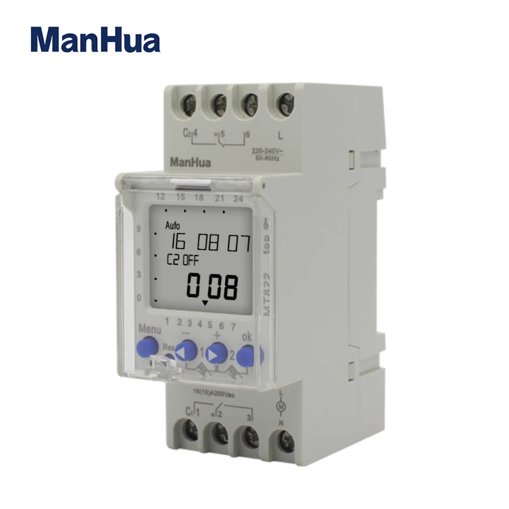 Универсальный Электрический таймер ManHua MT822 240 в 16 А 2 канальный 7 дней|timer|universal