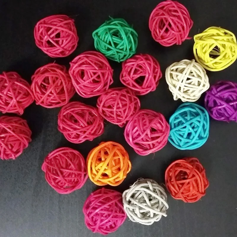 

10Pcs Rattan Ball DIY Ornaments 3cm Festival Decor Kids Toys DIY Crafts Multicolor Rattan Ball Wedding Birthday Party