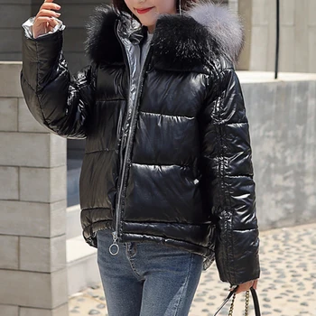 

Oversize Thick Warm Down Jacket Fashion Fur Collar Women's Winter Jacket Female Loose Short Down Jacket Women Short Parkas 2019