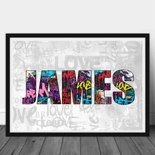 

Customize Your Name On The Graffit Canvas Personalised Poster Living Room Bedroom Decoration Painting As A Gift Cuadros Decor