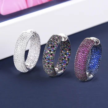 

Trendy Shiny Luxury Round Hoop Earrings for Women Bridal Wedding Engagement Girl Daily Party Show Jewelry High Quality new Hot