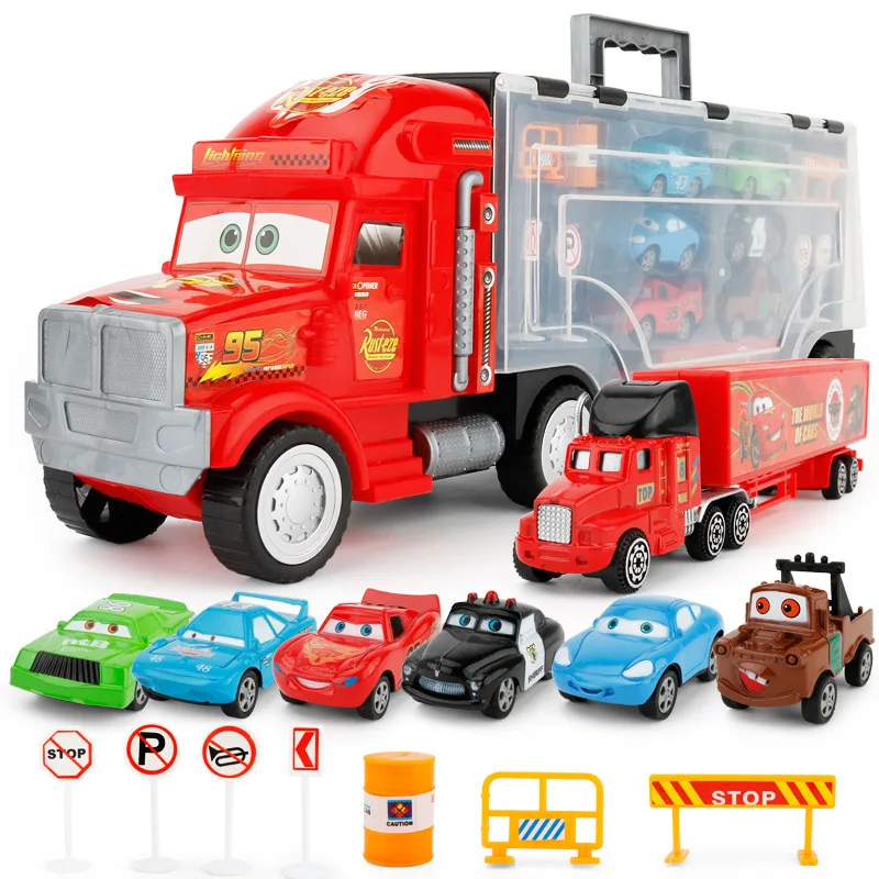 

Children Boy Toy McQueen Container Transportation Truck Alloy Metal Car Model Hand Storage Box