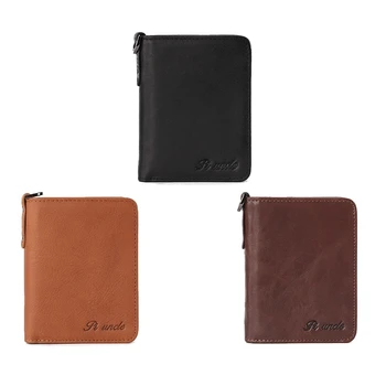 

PI UNCLE Card Holder Ladies Leather Clutch Bag Men Short Wallet Multi-Card ID Card Anti-Theft Brush Fashion Card Case