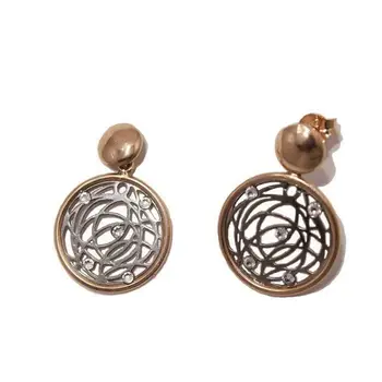 

STERLING silver EARRINGS COMBINED TWO TONE BLACK PINK And ZIRCONS