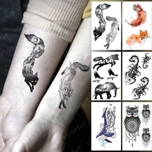 

3D Waterproof Temporary Tattoo Sticker Fox Sky Mountain Flash Tatoo Forest Sun Moon Arm Wrist Fake Tatto For Body Art Women Men
